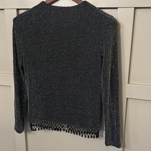 Xscape Beaded Formal Jacket Black Metallic Single Button Size Small - Picture 9 of 11